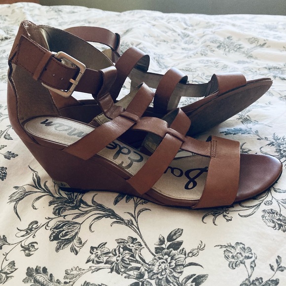 SAM EDELMAN tan women’s wedge sandals - SIZE 10 - Picture 2 of 9